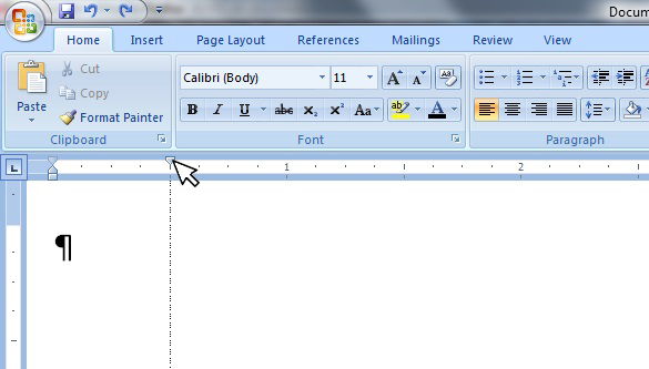 setting a first line indent in word