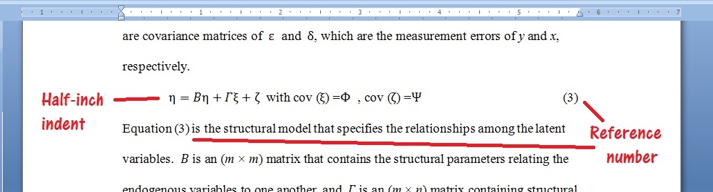 equation format in thesis