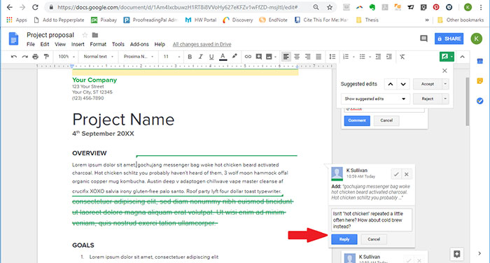 editing with google docs